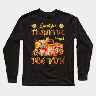 Corgi Truck Pumpkin Thankful Grateful Blessed Dog Mom Long Sleeve T-Shirt